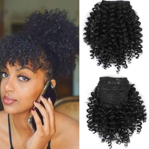Human Hair Afro Curly Clip in Bangs